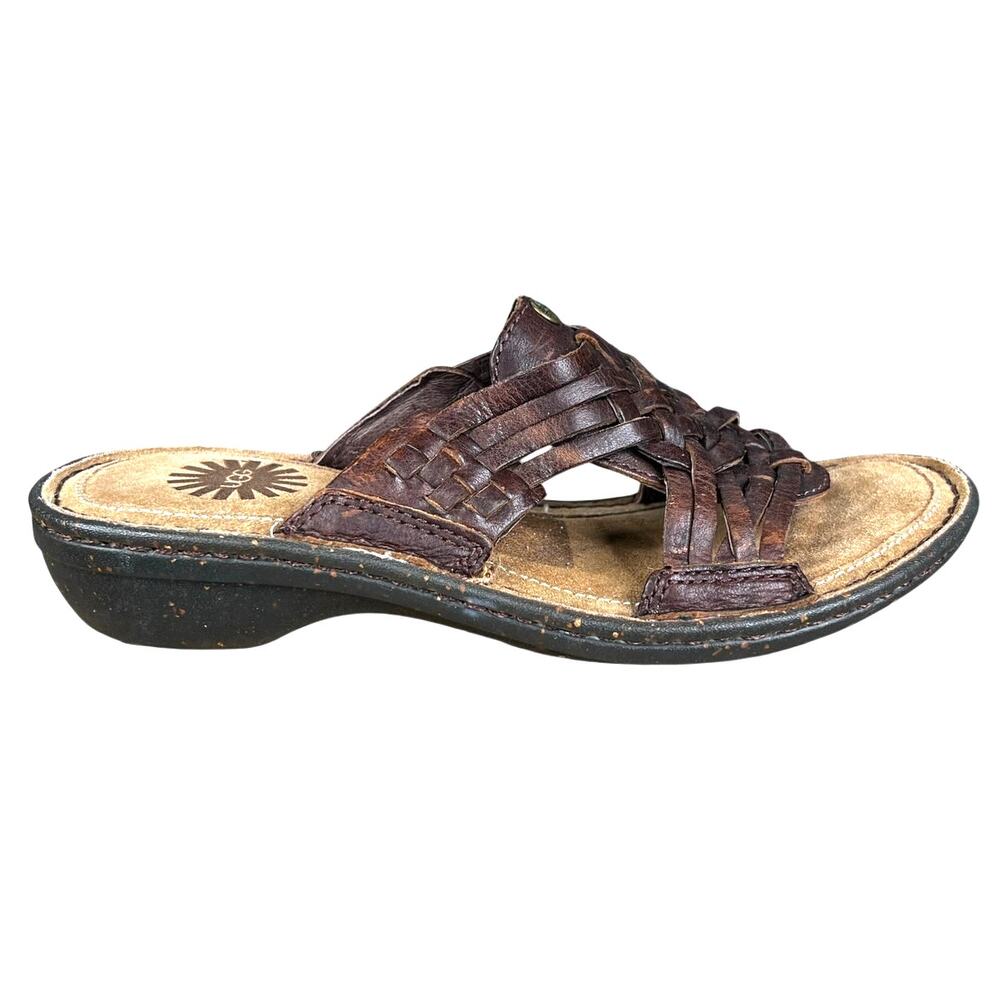 UGG Women’s Karla Brown Leather Boho Casual Sandals Size US 6